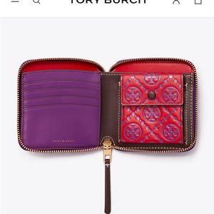 T Monogram Contrast Embossed Bi-Fold Wallet